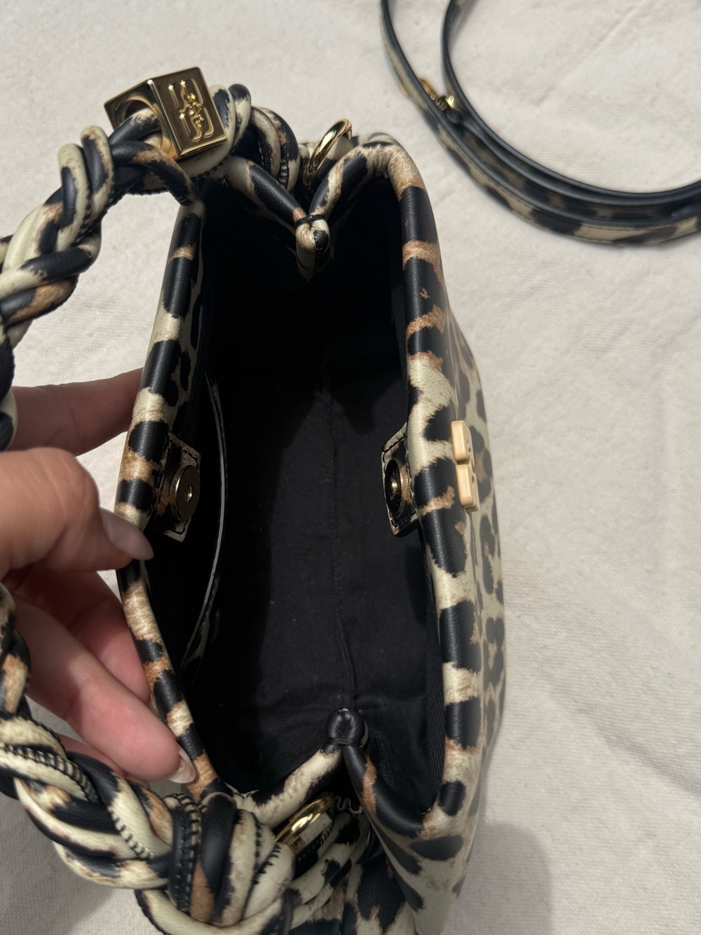 Ganni Leopard Mini Top-Handle Bag - Picture 7 of 8